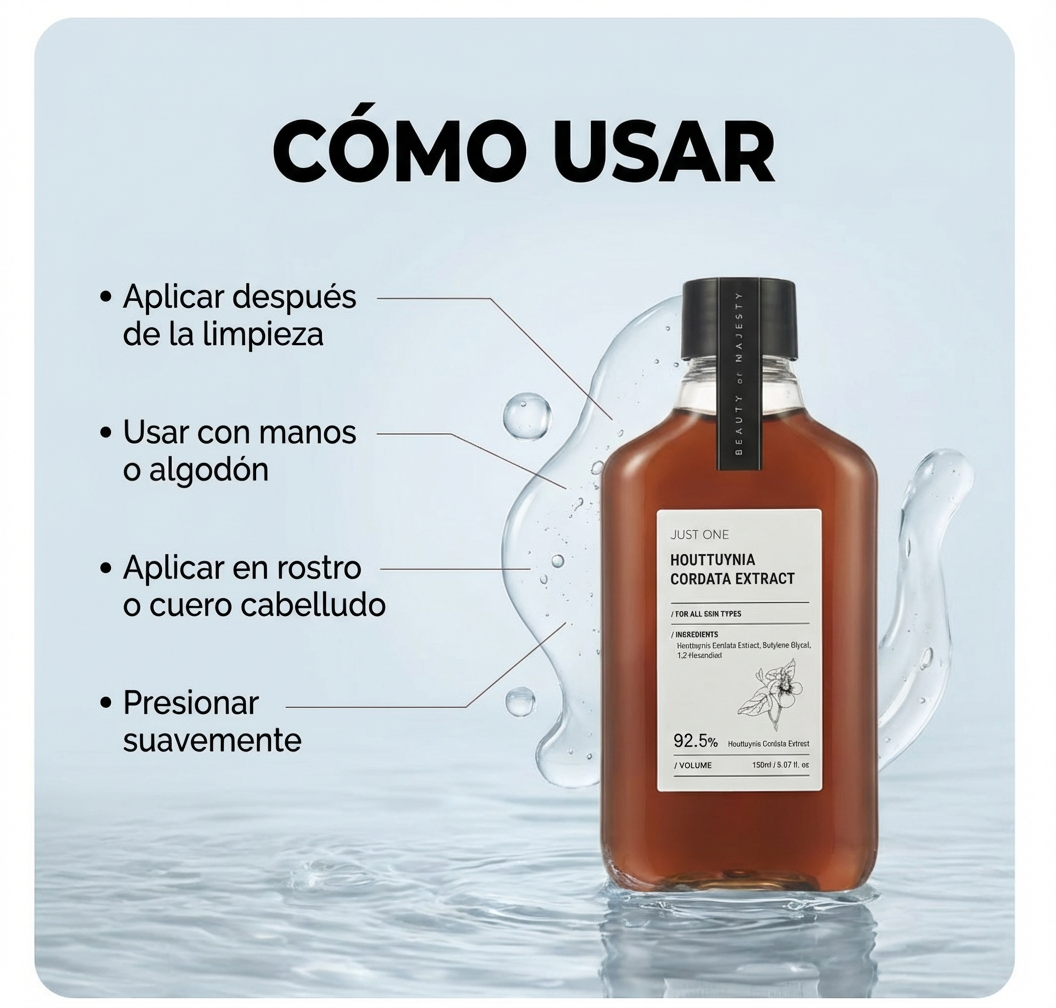 B.O.M. Just One Houttuynia Cordata Extract (Tónico purificante para rostro y cuero cabelludo)