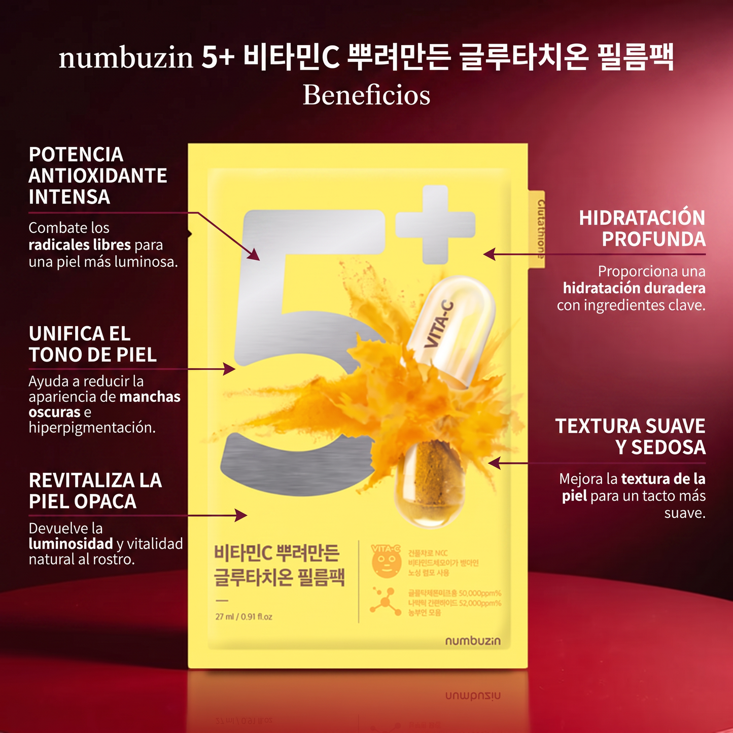 Numbuzin No.5+ Glutathione Vitamin Concentrated Mask