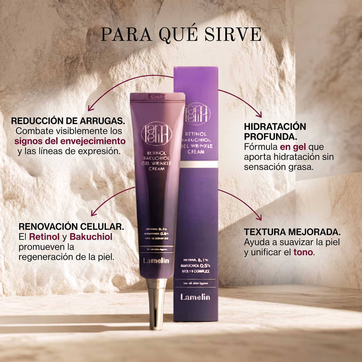 Lamelin Retinol Bakuchiol Gel Wrinkle Cream (Todo tipo de piel/ mejora el tono)