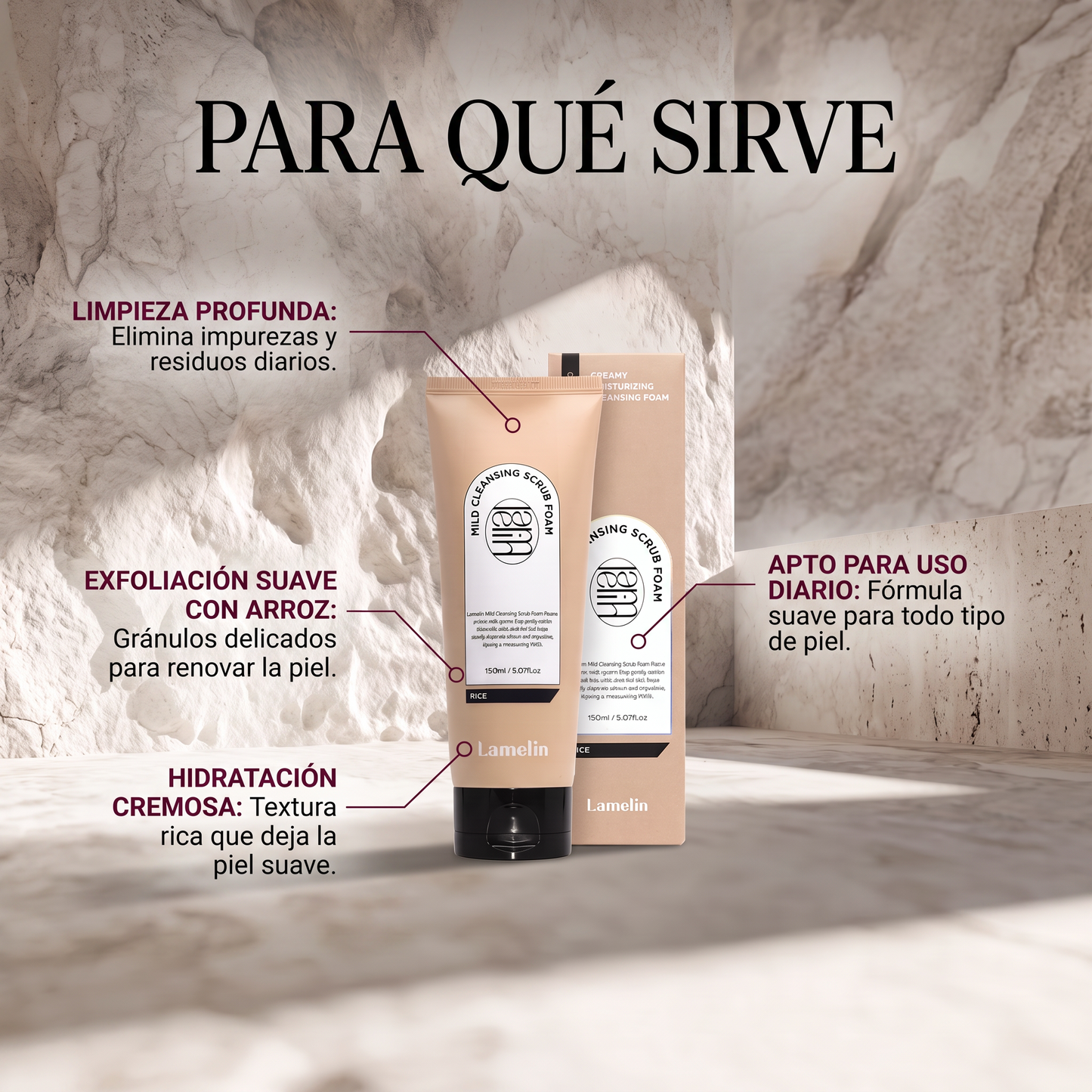 Lamelin Mild Cleansing Scrub Foam Rice