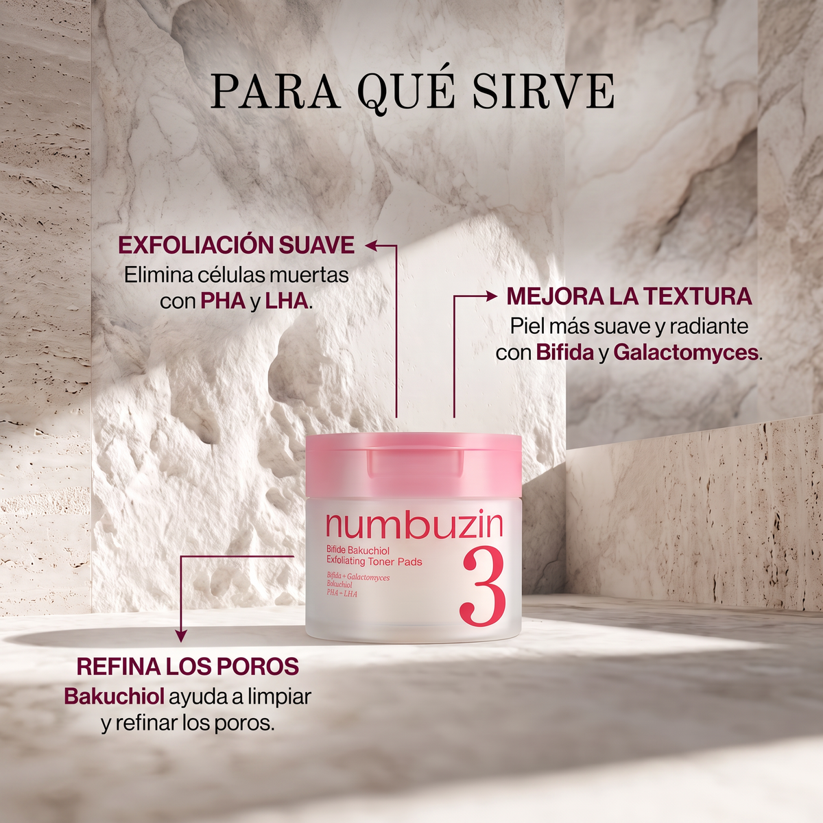 Numbuzin No.3 Bifida Bakuchiol Exfoliating Toner Pads