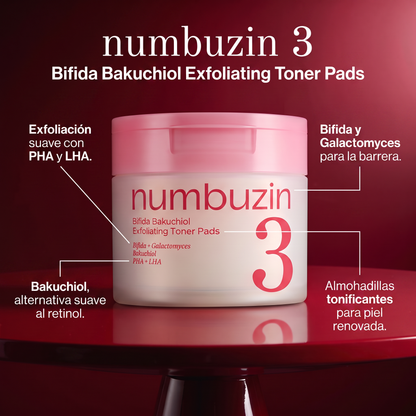 Numbuzin No.3 Bifida Bakuchiol Exfoliating Toner Pads