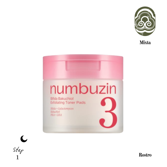 Numbuzin No.3 Bifida Bakuchiol Exfoliating Toner Pads